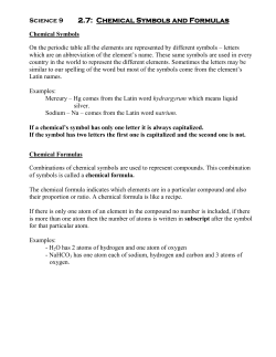 Chemical Symbols and Formulas (Ch