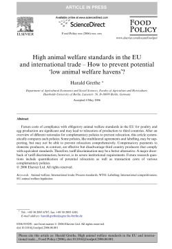 High animal welfare standards in the EU and international trade