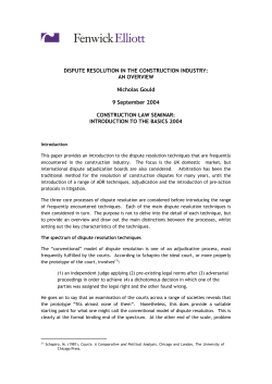 DISPUTE RESOLUTION IN THE CONSTRUCTION