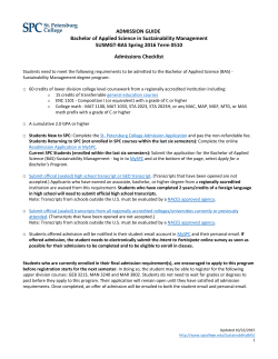 ADMISSION GUIDE Bachelor of Applied Science in Sustainability