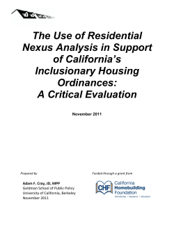 The Use of Residential Nexus Analysis in Support of California`s