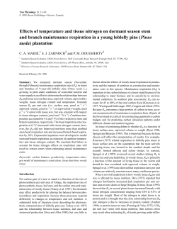 Effects of temperature and tissue nitrogen on dormant season s