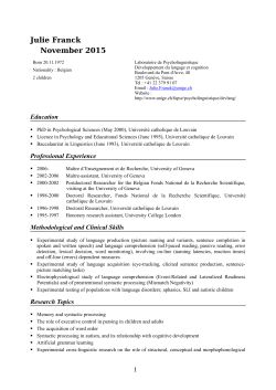 Anne Christophe - Universit&eacute; de Gen&egrave;ve