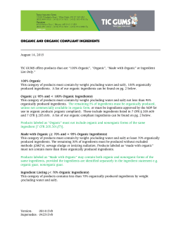 organic and organic compliant ingredients