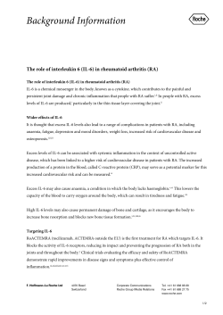 The role of interleukin 6 (IL-6) in rheumatoid arthritis (RA)