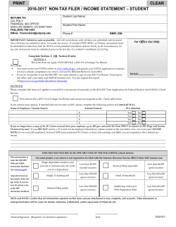 2016-2017 NON-TAX FILER / INCOME STATEMENT &ndash; STUDENT