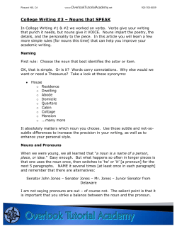 College Writing #3 – Nouns that SPEAK
