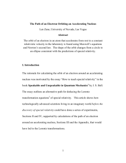 The Path of an Electron Orbiting an Accelerating Nucleus Len Zane
