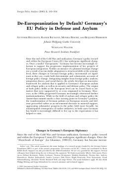 De-Europeanization by Default? Germany`s EU Policy in Defense