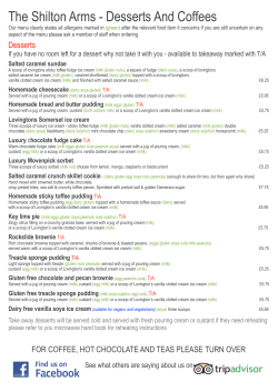 Sweet Menu - The Shilton Arms