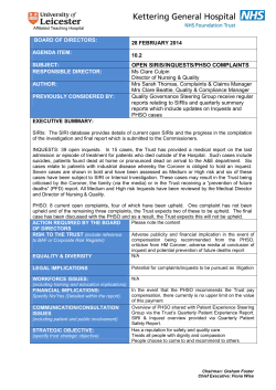OPEN SIRIS/INQUESTS/PHSO COMPLAINTS