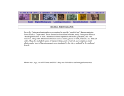 CENTER FOR LOWELL HISTORY &ndash; UNIVERSITY OF
