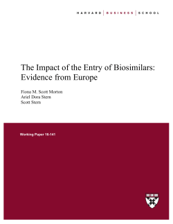 The Impact of the Entry of Biosimilars: Evidence from Europe