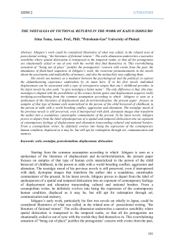 GIDNI 2 LITERATURE 181 THE NOSTALGIA OF FICTIONAL