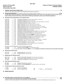 2017-2018 Bachelor of Science (BS) Program of Study for Chemistry