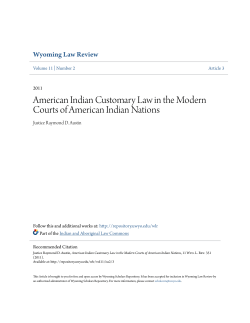 American Indian Customary Law in the Modern Courts of American