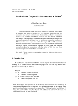 Comitative vs. Conjunctive Constructions in Paiwan*