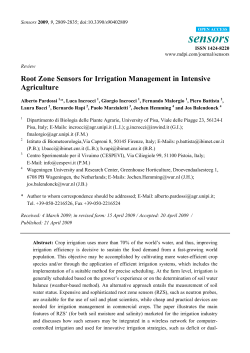 Root Zone Sensors for Irrigation Management in Intensive