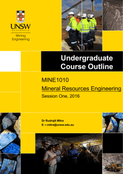 MINE1010 Mineral Resources Engineering