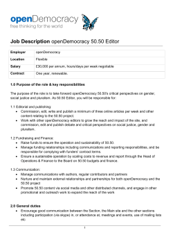 Job Description openDemocracy 50.50 Editor
