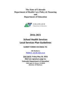 2016-2021 School Health Services Local Services Plan