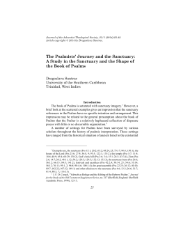 The Psalmists` Journey and the Sanctuary: A Study in the Sanctuary