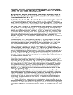 New Robert B Parker Series` Authors Announcement