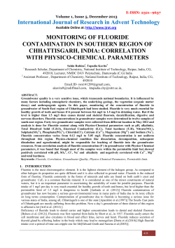 MONITORING OF FLUORIDE CONTAMINATION IN SOUTHERN