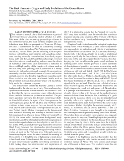 The First Humans&mdash;Origin and Early Evolution of the Genus Homo