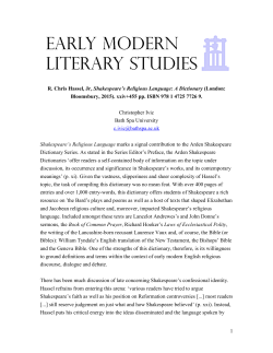 1 R. Chris Hassel, Jr, Shakespeare`s Religious Language: A