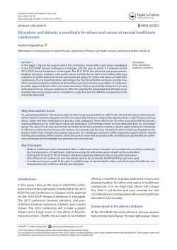 a manifesto for ethics and values at annual healthcare conferences