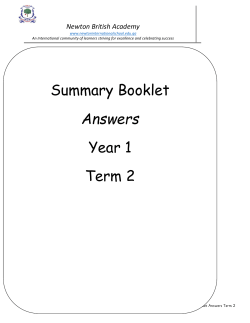 Summary Booklet Answers Year 1 Term 2