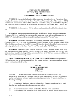 Stono Ferry Covenants and Restrictions