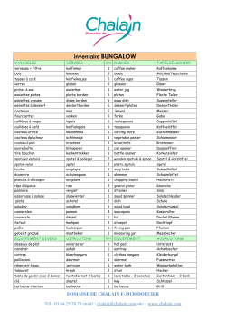 inventaire BUNGALOW - Domaine de Chalain
