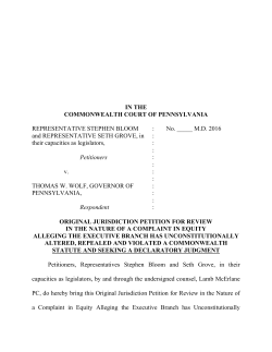 IN THE COMMONWEALTH COURT OF PENNSYLVANIA