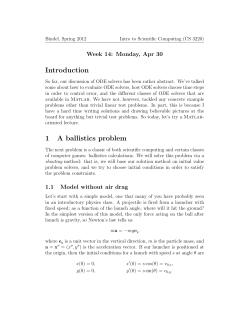 Introduction 1 A ballistics problem