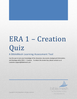 ERA 1 &ndash; Creation Quiz