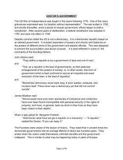 EASTON`S GOVERNMENT The US War of Independence was