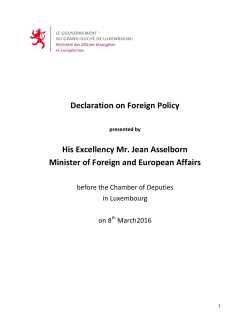 Declaration on Foreign Policy His Excellency Mr