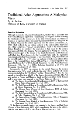 Traditional Asian Approaches: A Malaysian View