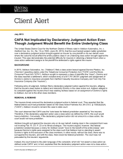 CAFA Not Implicated by Declaratory Judgment Action Even Though