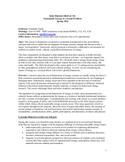 HSD 598/SOS 598/PAF 591 Sustainable Energy as a Social