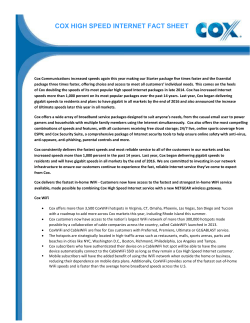 cox high speed internet fact sheet - Newsroom