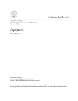 Segregation - DigitalCommons @ LSU Law Center