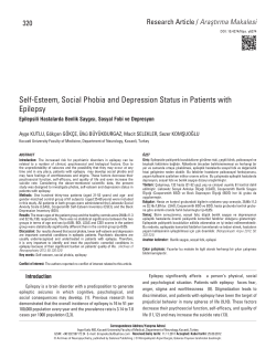 Self-Esteem, Social Phobia and Depression Status in Patients with