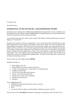 3rd October 2016 Dear Parent/Carer Enrichment Week – 15th July