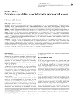 Premature ejaculation associated with lumbosacral lesions