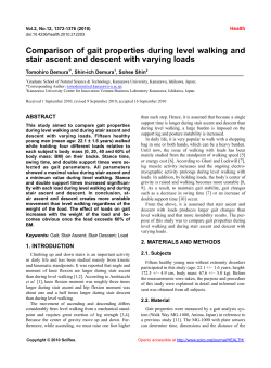 Comparison of gait properties during level walking and stair ascent