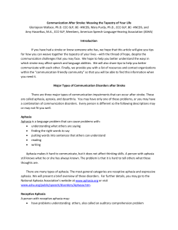 quick and easy educational tip sheet - Stroke Connection