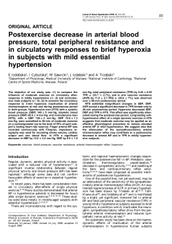 Postexercise decrease in arterial blood pressure, total peripheral